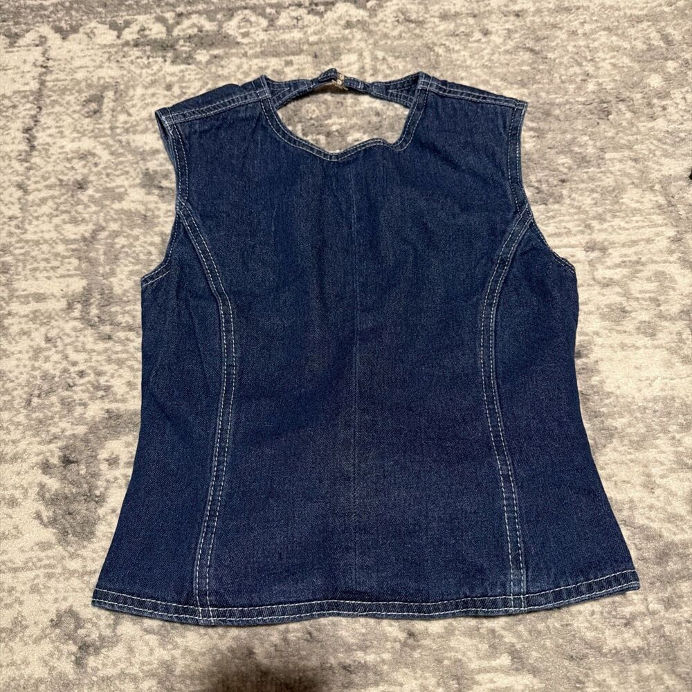 Lioness Denim Sleeveless Open Tie Back Top In  Indigo Wash XS